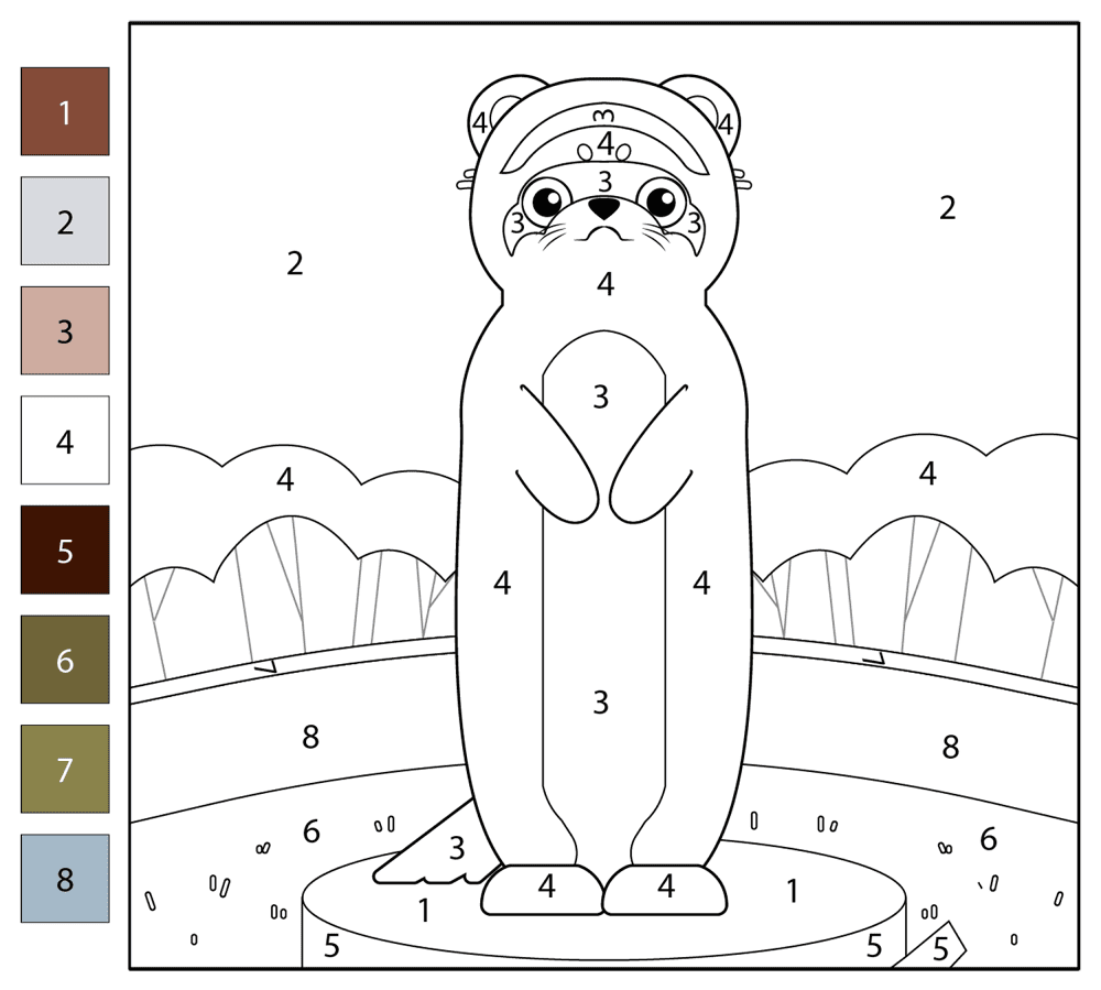 Weasel 2 Color By Number Coloring Page Md Coloring Page — Free Printable — free printable coloring page